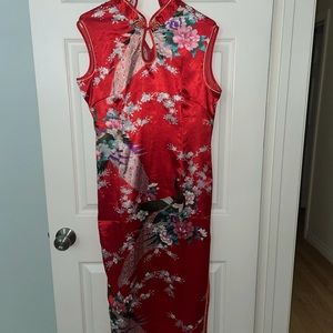 Traditional Chinese Red Silk Wedding Dress